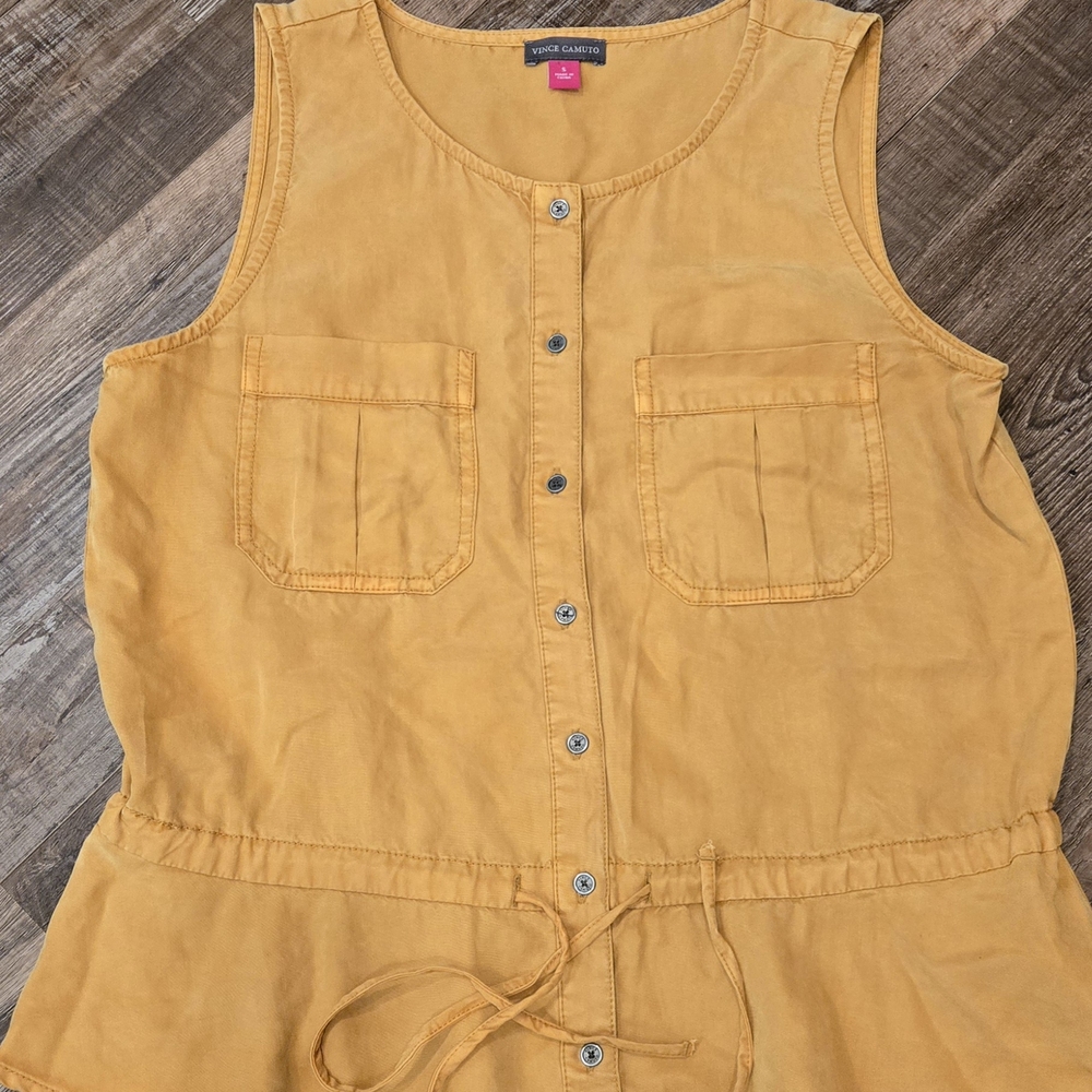 Yellow Sleeveless Button-Down Dress